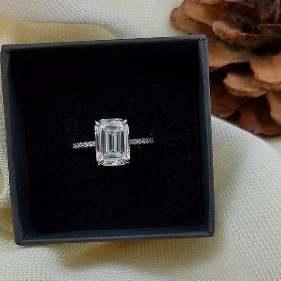 . Jewelry - 5 Carat Emerald Cut Simulated Diamond Ring